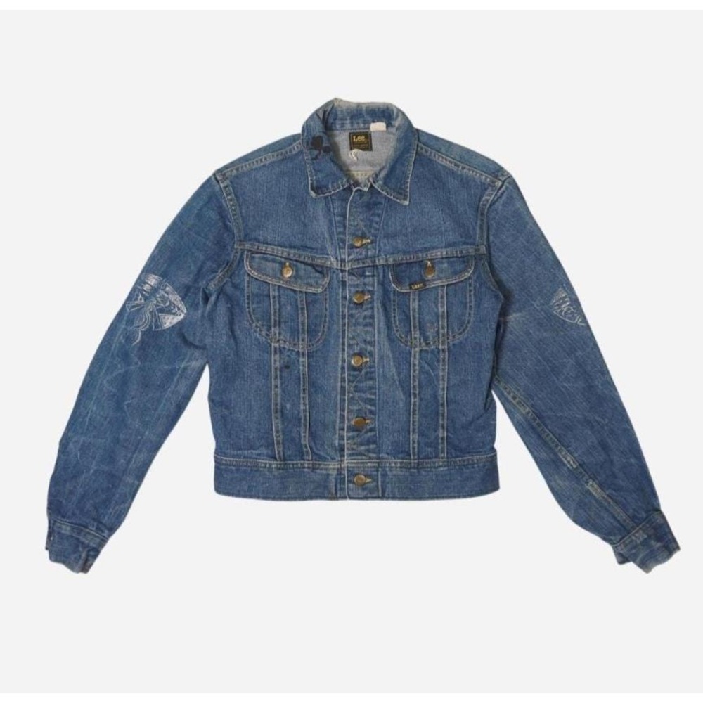 Vintage Lee Denim Trucker Jacket: Hand-Printed USA Made Size L
